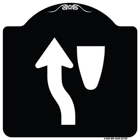 Signmission Traffic Keep Left Symbol Heavy-Gauge Aluminum Architectural Sign, 18" x 18", BW-1818-22790 A-DES-BW-1818-22790